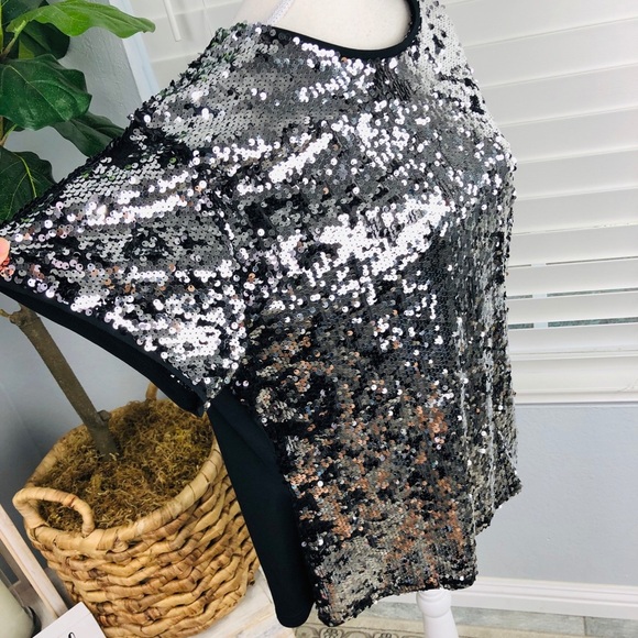 NWOT Blue Bell Full BLACK SILVER SEQUINS TOP - Picture 3 of 7